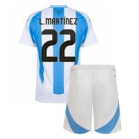 Camisa de time de futebol Argentina Lautaro Martinez #22 Replicas 1º Equipamento Infantil Copa America 2024 Manga Curta (+ Calças curtas)